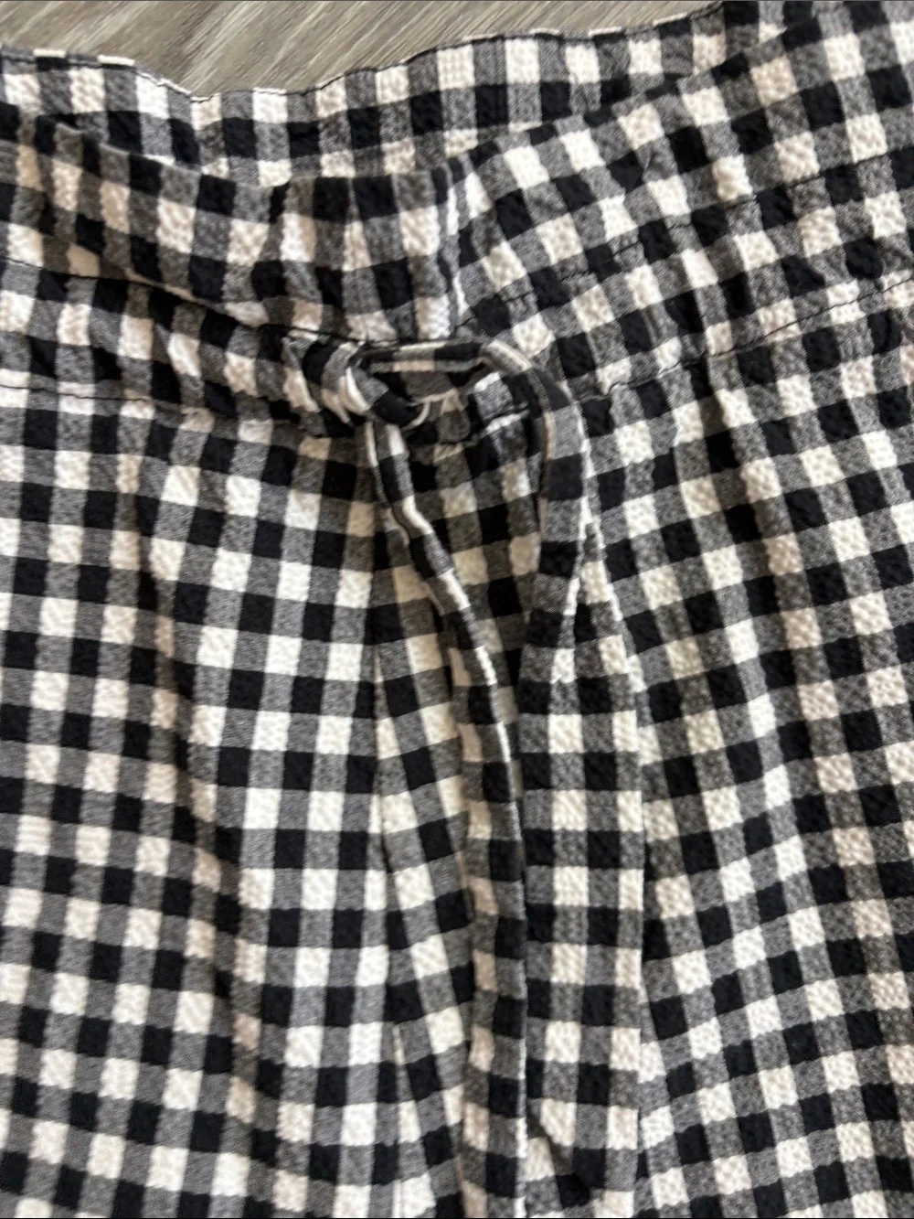 Gingham Tie-Front  Shorts in Black and White